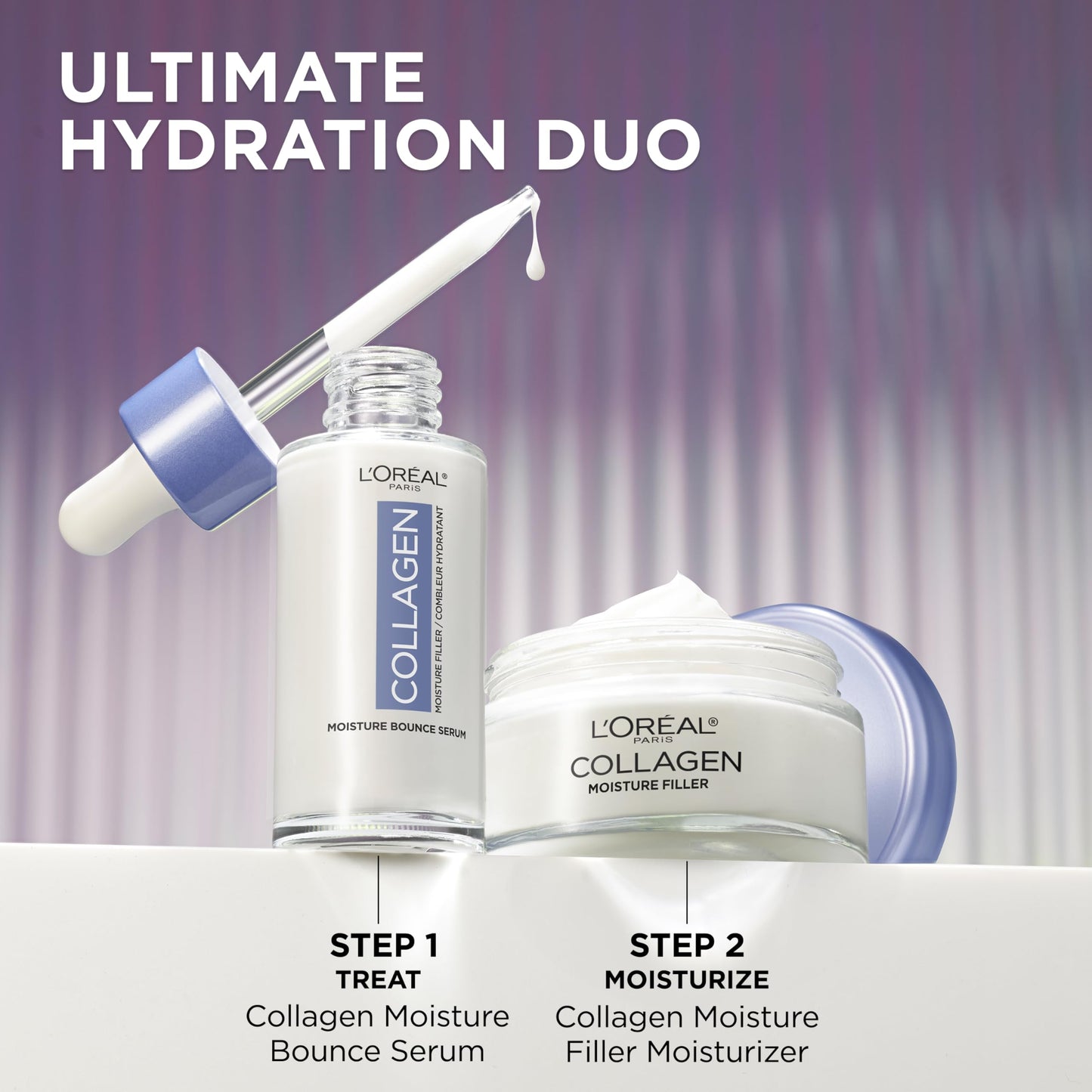 L'Oreal Paris Collagen Moisture Filler Moisture Bounce Face Serum, Glow Serum with Collagen, Glycerin, and Squalane for Bouncy, Radiant, Hydrated Skin