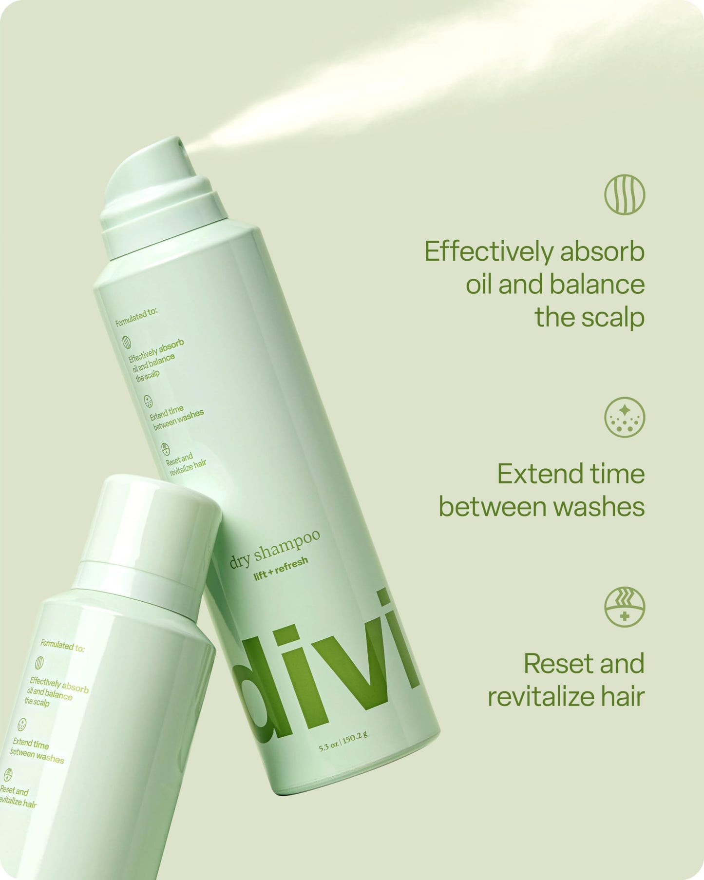 Divi Dry Shampoo Spray for Women, Oil-Absorbing & Scalp-Balancing, Extends Time Between Washes, Talc & Propane Free, 5.3oz