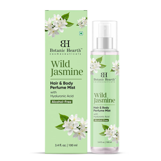Botanic Hearth Wild Jasmine Hair & Body Perfume Mist with Hyaluronic Acid, Alcohol-Free, Long Lasting Hydrating Body & Hair Spray, 3.4 fl oz / 100 ml