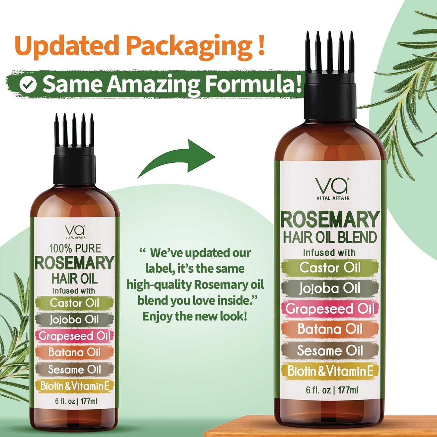 VITAL AFFAIR Rosemary Hair Growth Oil Blend | With Castor, Batana & Jojoba Oils | Infused with Biotin & Vitamin E | Strengthening Treatment, 6 Fl Oz