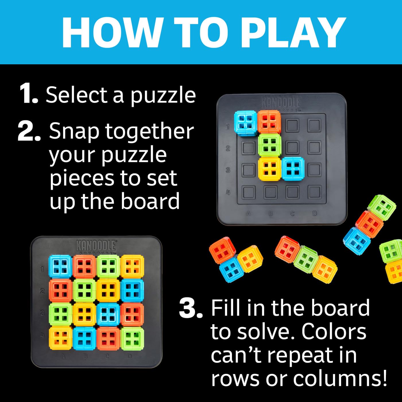 Kanoodle® SudoQube™ – 3D Brain Teaser & Pocket Sudoku Game, Handheld Color Puzzle for Travel, Educational Gift for Kids, Teens & Adults 7+