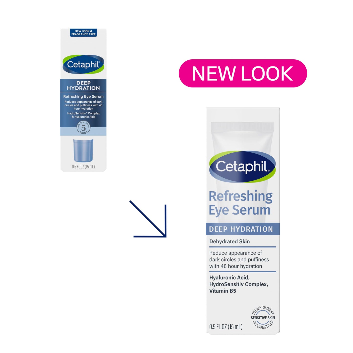 CETAPHIL Deep Hydration Eye Serum, 0.5 fl oz – 48Hr Hydrating Under Eye Cream with Hyaluronic Acid, Vitamin E & B5, Reduces Dark Circles