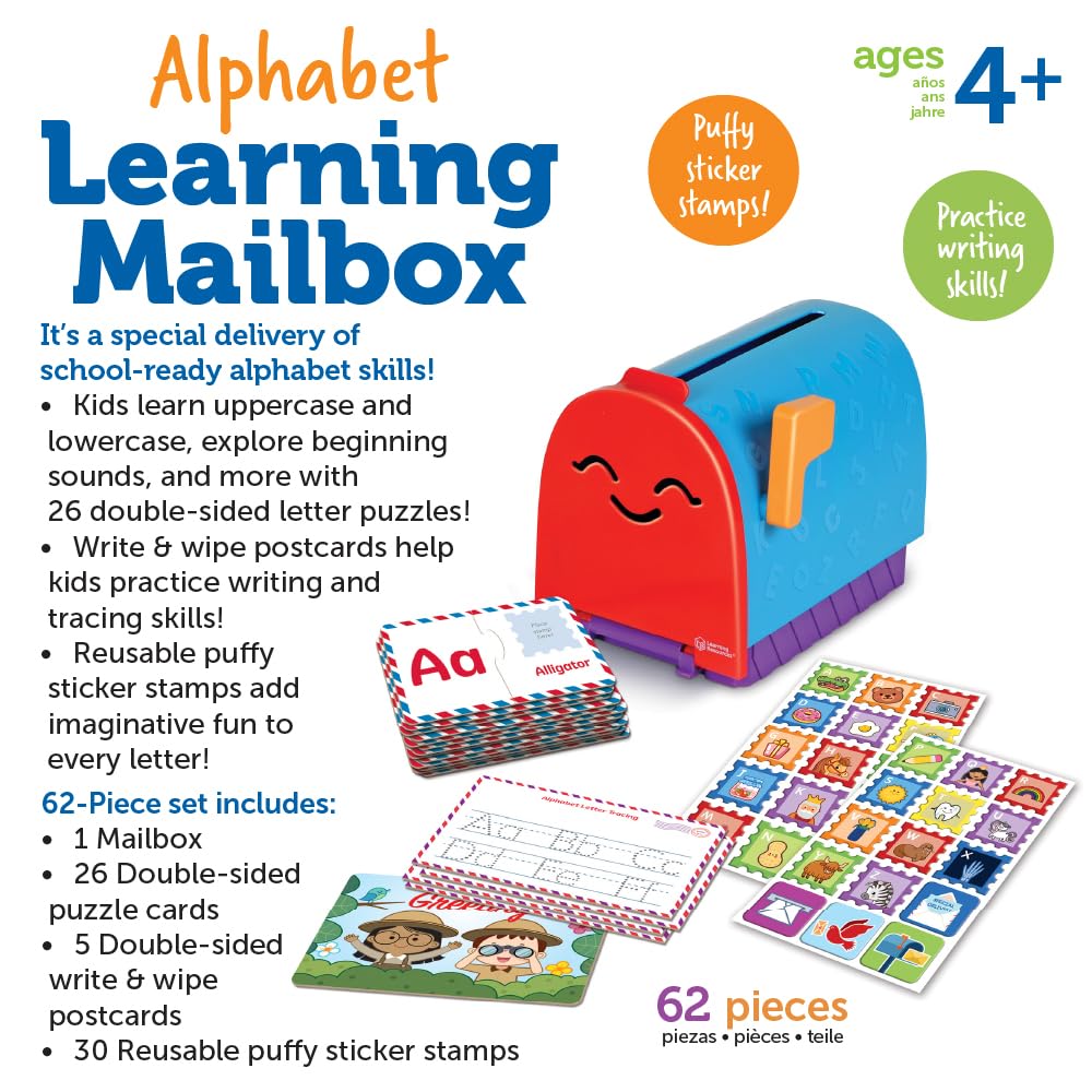Alphabet Learning Mailbox for Toddlers - Montessori ABC Tracing & Writing Practice, Manipulatives, Fine Motor Skills, Preschool Gift