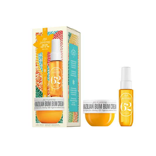 Sol de Janeiro Bum Bum Party of Two Gift Set – Brazilian Bum Bum Cream 2.5 fl oz & Cheirosa 62 Mist 1 fl oz | Travel Size Limited Edition