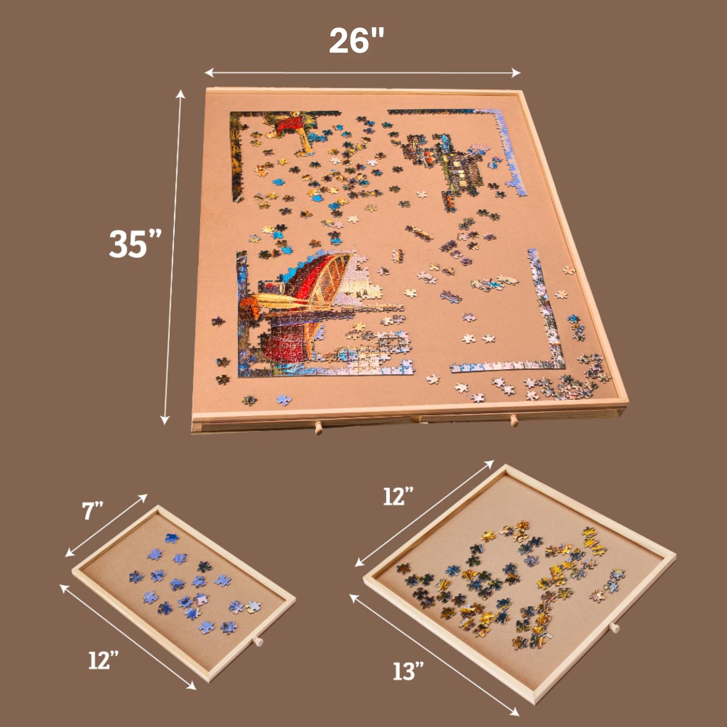 1500-Piece Rotating Puzzle Board – Wooden Jigsaw Table with 6 Storage Drawers & Protective Cover, Perfect for Family Games & Home Entertainment