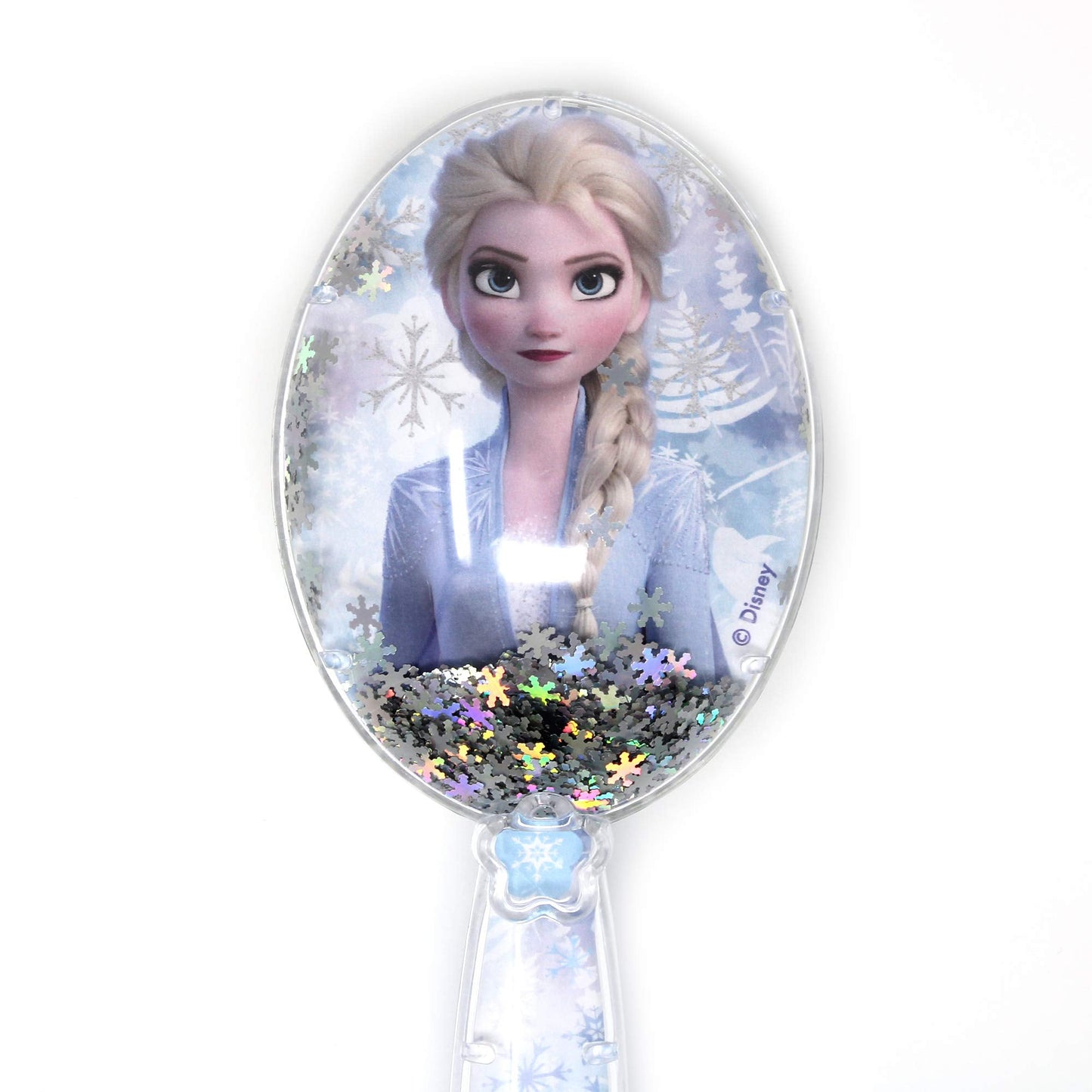 LUV HER Disney Frozen II Girls Snowflake Confetti One Hair Brush featuring Elsa, Silver - Ages 3+