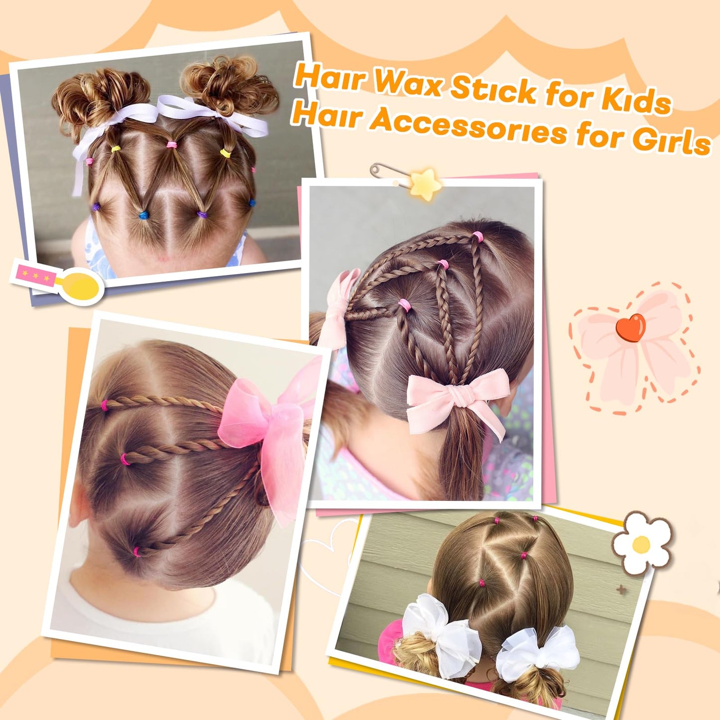 FUNNIR Hair Wax Stick for Slick, Frizzy Hair and Edge Control,Bun Maker & Styling Waxes for Kids & Women & Men