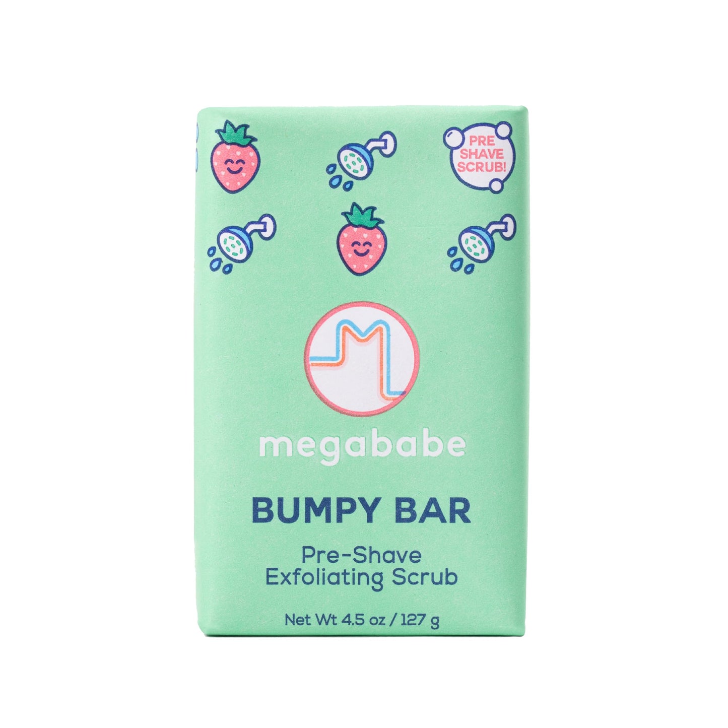 Megababe Bumpy Bar | Pre-Shave Exfoliating Scrub | with Shea Butter, Strawberry Fruit Extract & Ceramides | 4.5 oz