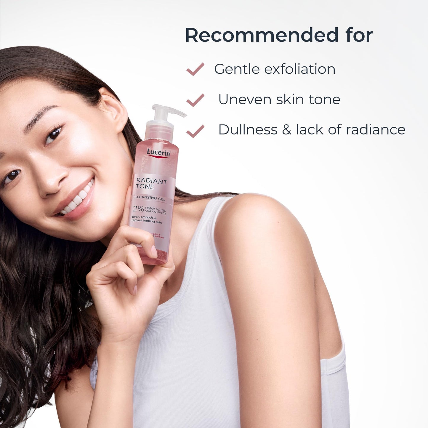 Eucerin Radiant Tone Face Cleanser Gel with 2% AHA, Gentle Exfoliating Face Wash for Clear, Radiant Skin, All Skin Types, 6.8 fl oz