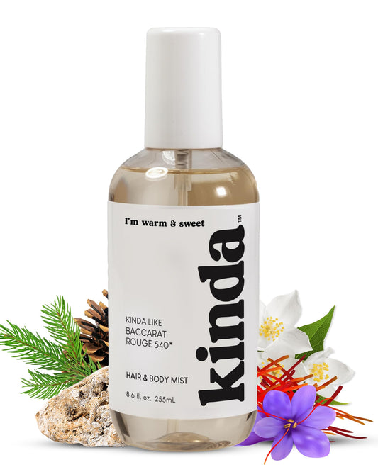 PB ParfumsBelcam KINDA I’m Warm & Sweet Hair & Body Mist – Baccarat Rouge 540 Inspired Woody Gourmand Floral Scent, 8.6 fl.oz