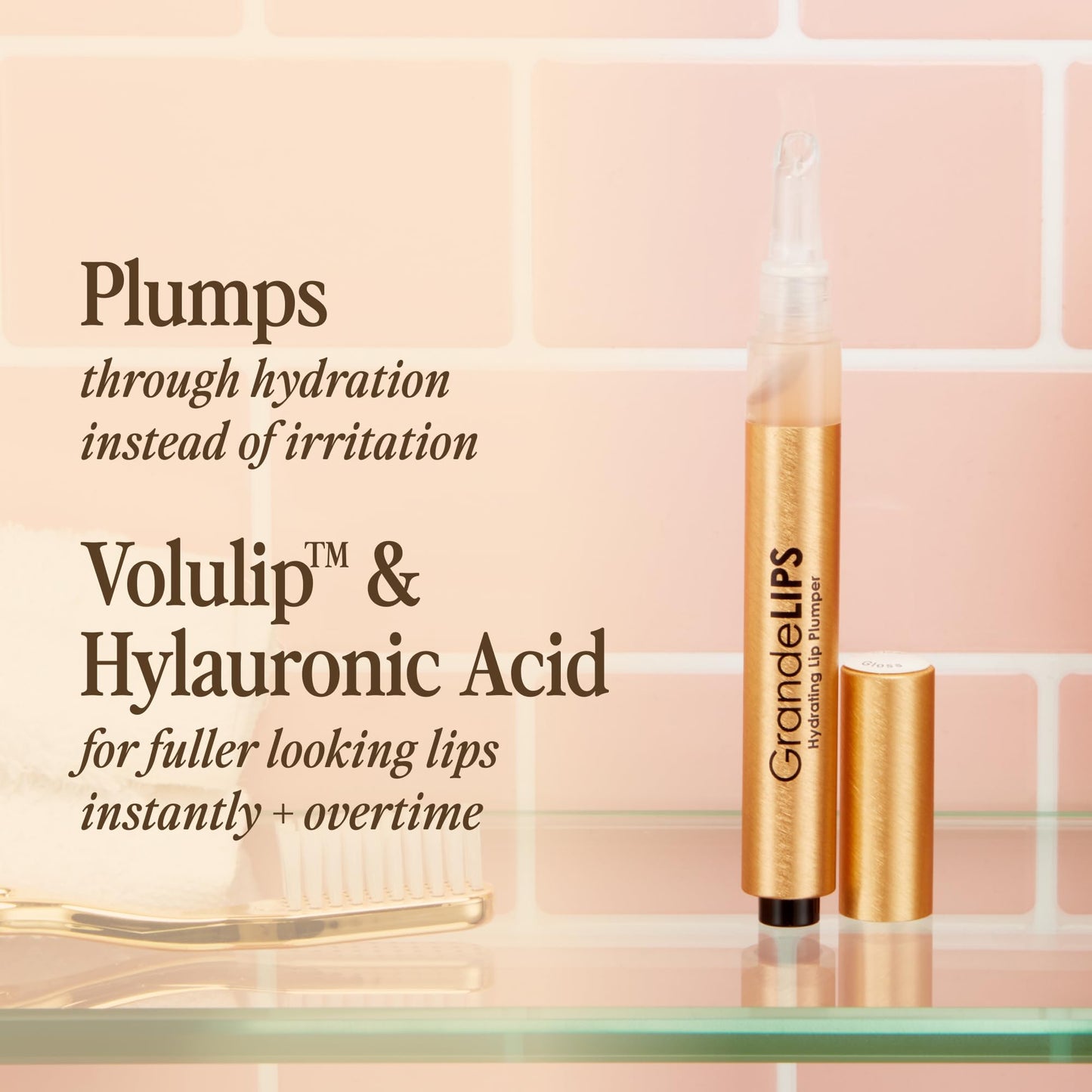 Grande Cosmetics GrandeLIPS Hydrating Lip Plumper - for Fuller-Looking, Hydrated Lips - Pale Rose (0.08 fl oz)