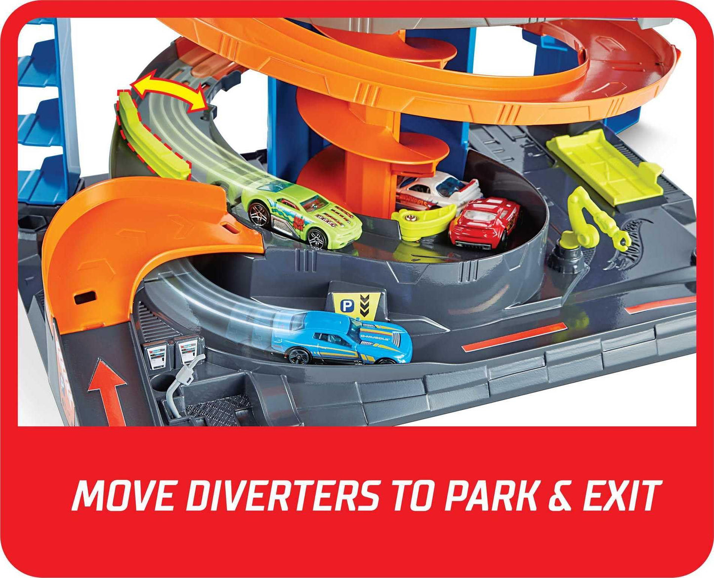 Hot Wheels City Mega Garage Playset with Corkscrew Elevator, 60+ Car Storage & 1 Vehicle, Kids 4+ Gift, HFH03