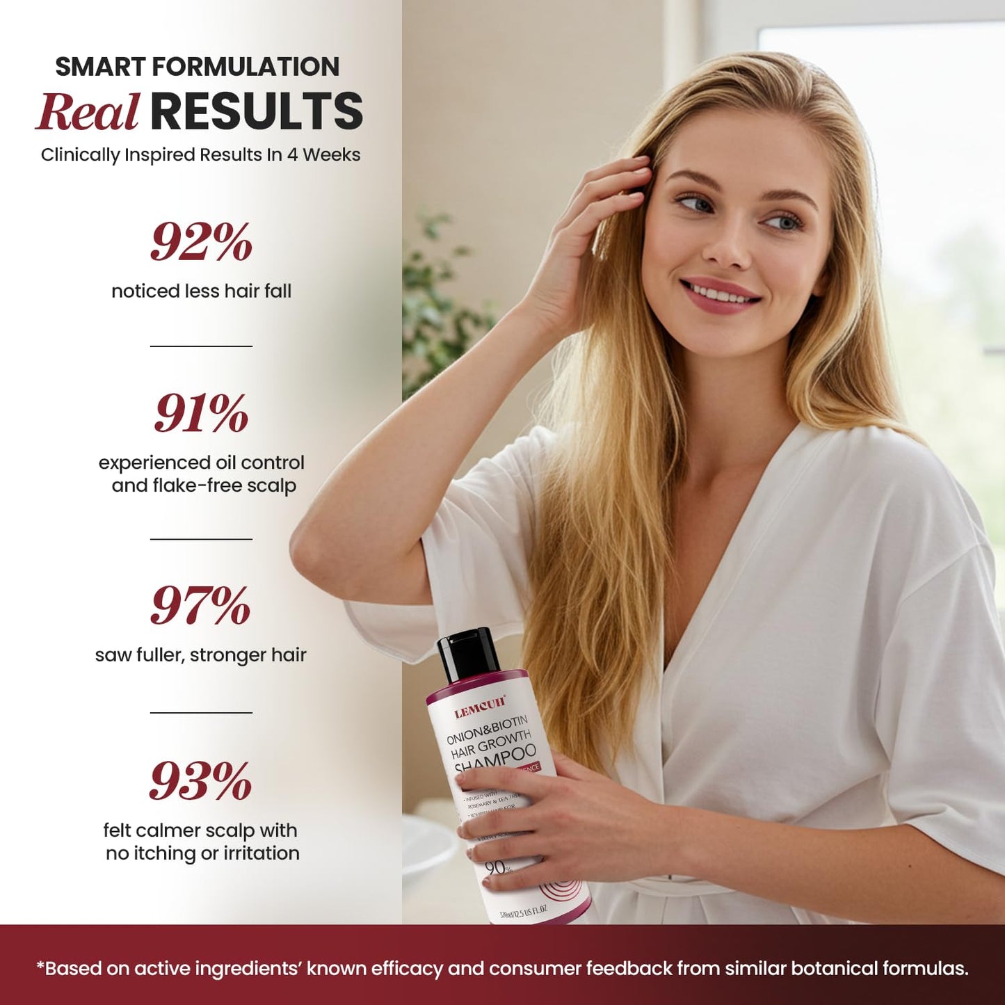 Onion & Biotin Hair Growth Shampoo with Rosemary & Tea Tree Oil – Anti Hair Loss & Thickening Formula for Strong, Healthy Hair (12.5 Fl Oz)