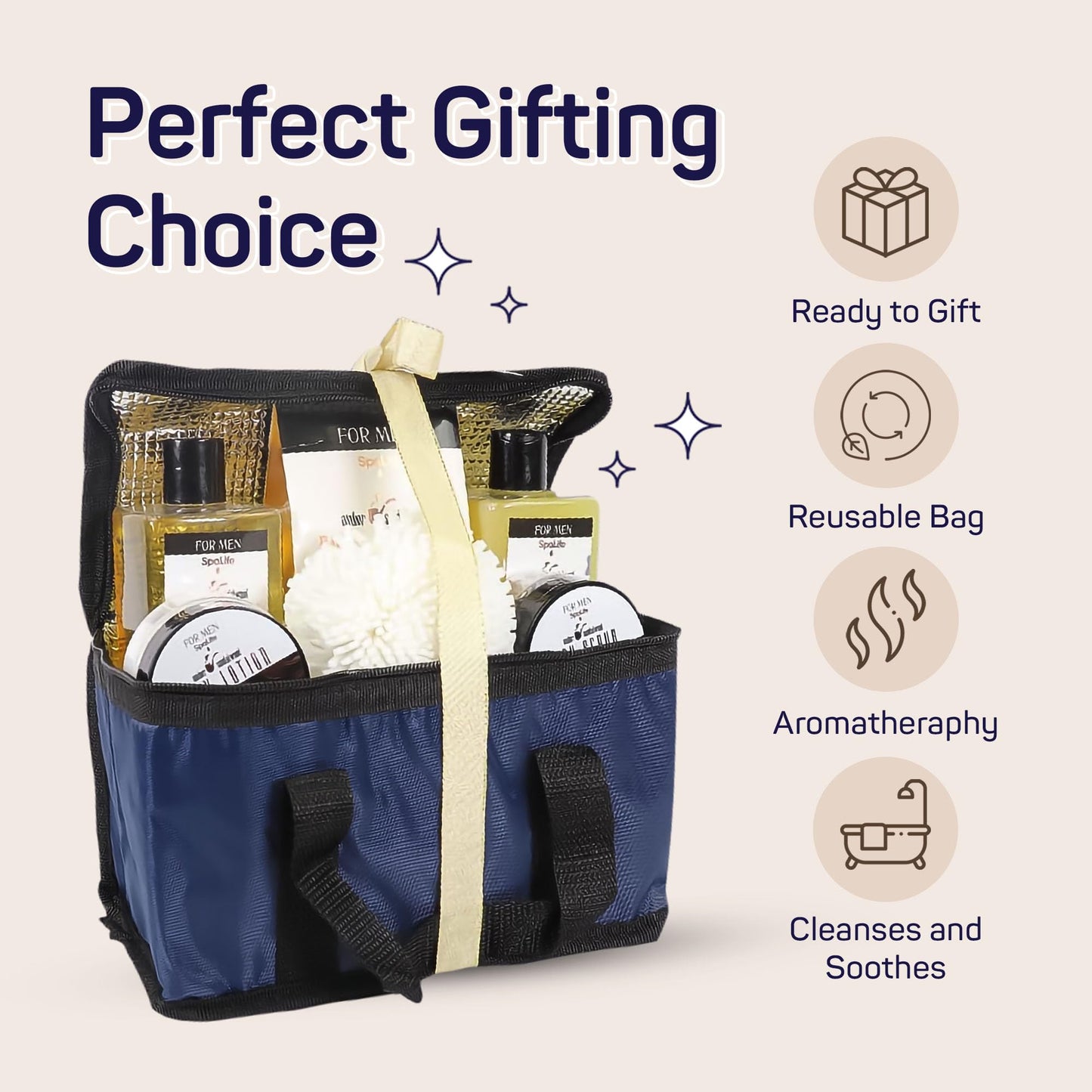 SpaLife Men’s Sandalwood Luxury Skincare Set – Exfoliating Scrub & Complete Bath & Body Care for Cleansing, Moisturizing, Rejuvenation