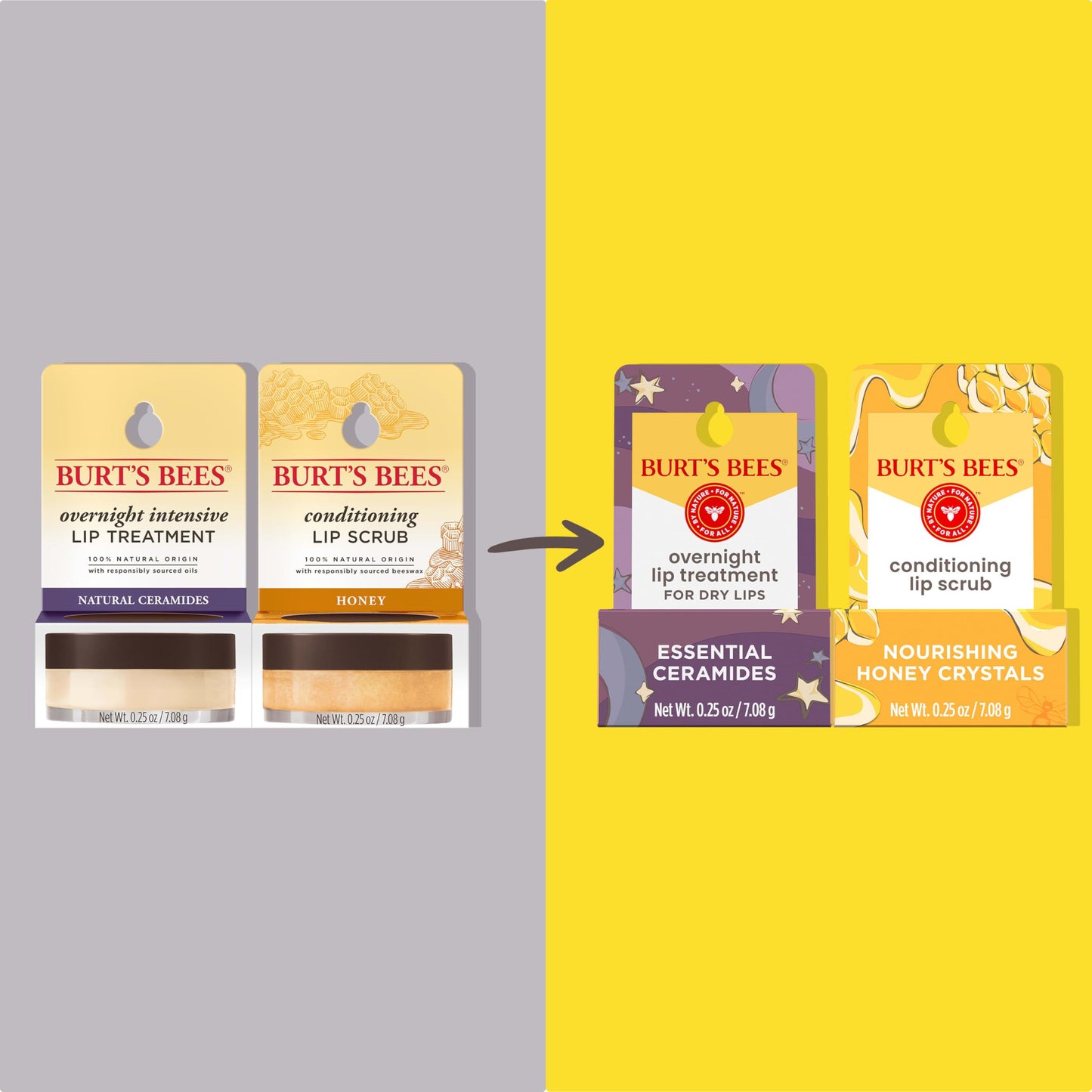 Burt's Bees Lip Care Duo – Conditioning Lip Scrub & Overnight Treatment with Ceramides, Exfoliates & Hydrates Lips, 2 x 0.25 oz