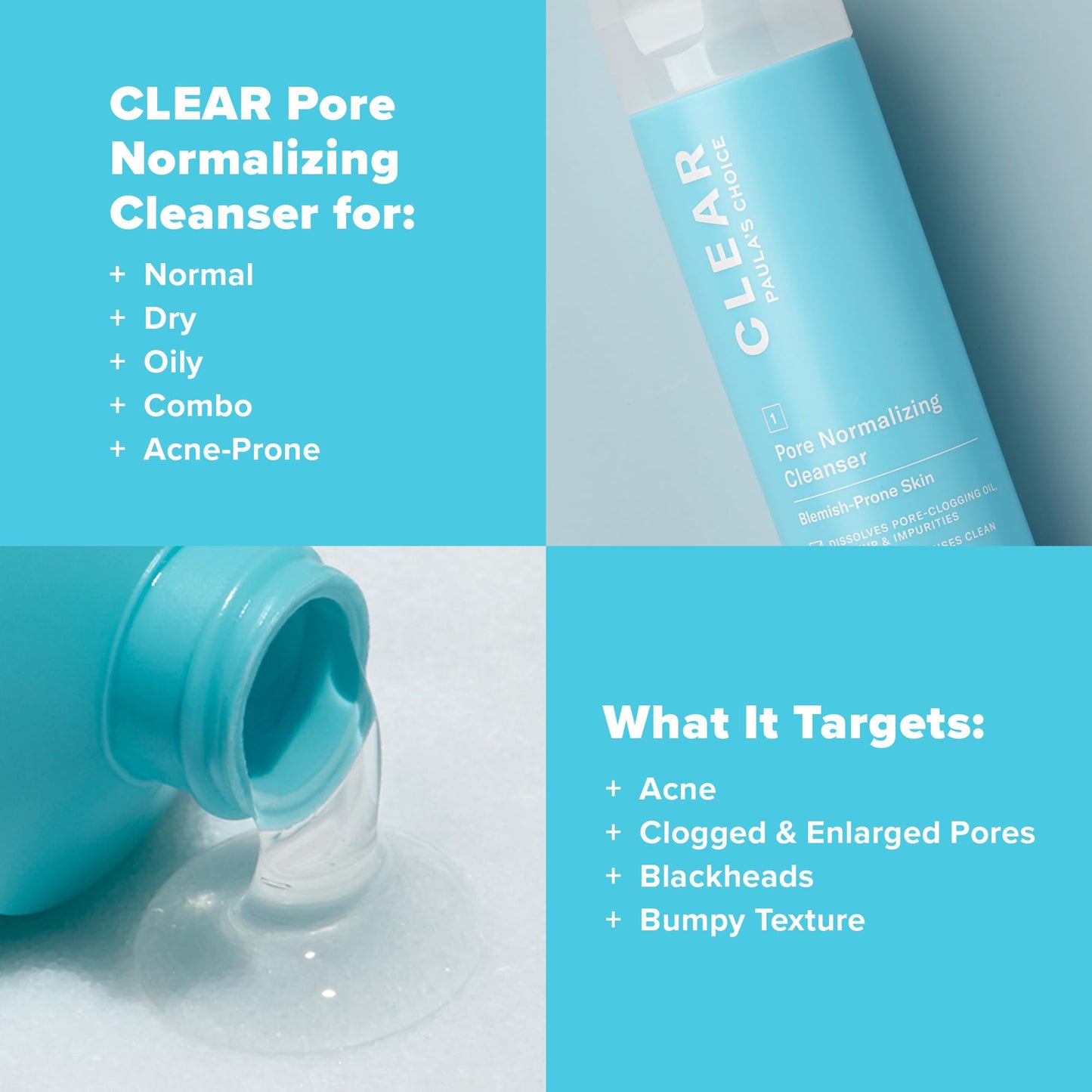 Paula's Choice CLEAR Pore Normalizing Face Cleanser – Daily Acne Wash with Salicylic Acid, Reduces Blackheads & Redness, Fragrance-Free, 6 oz