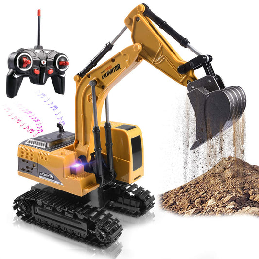 Onadrive Remote Control Excavator Toy – Rechargeable Hydraulic Digger Truck, Educational Engineering Toy for Kids Ages 3-8
