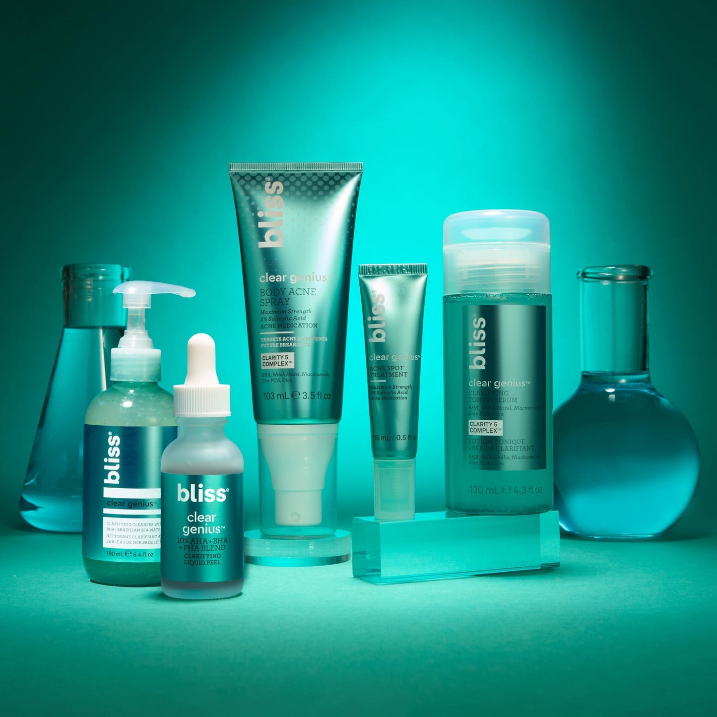 Bliss Clear Genius Clarifying Toner + Serum 4.3 fl oz – Pore Purifying, Calming & Clearing Formula with Salicylic Acid, Niacinamide & Witch Hazel