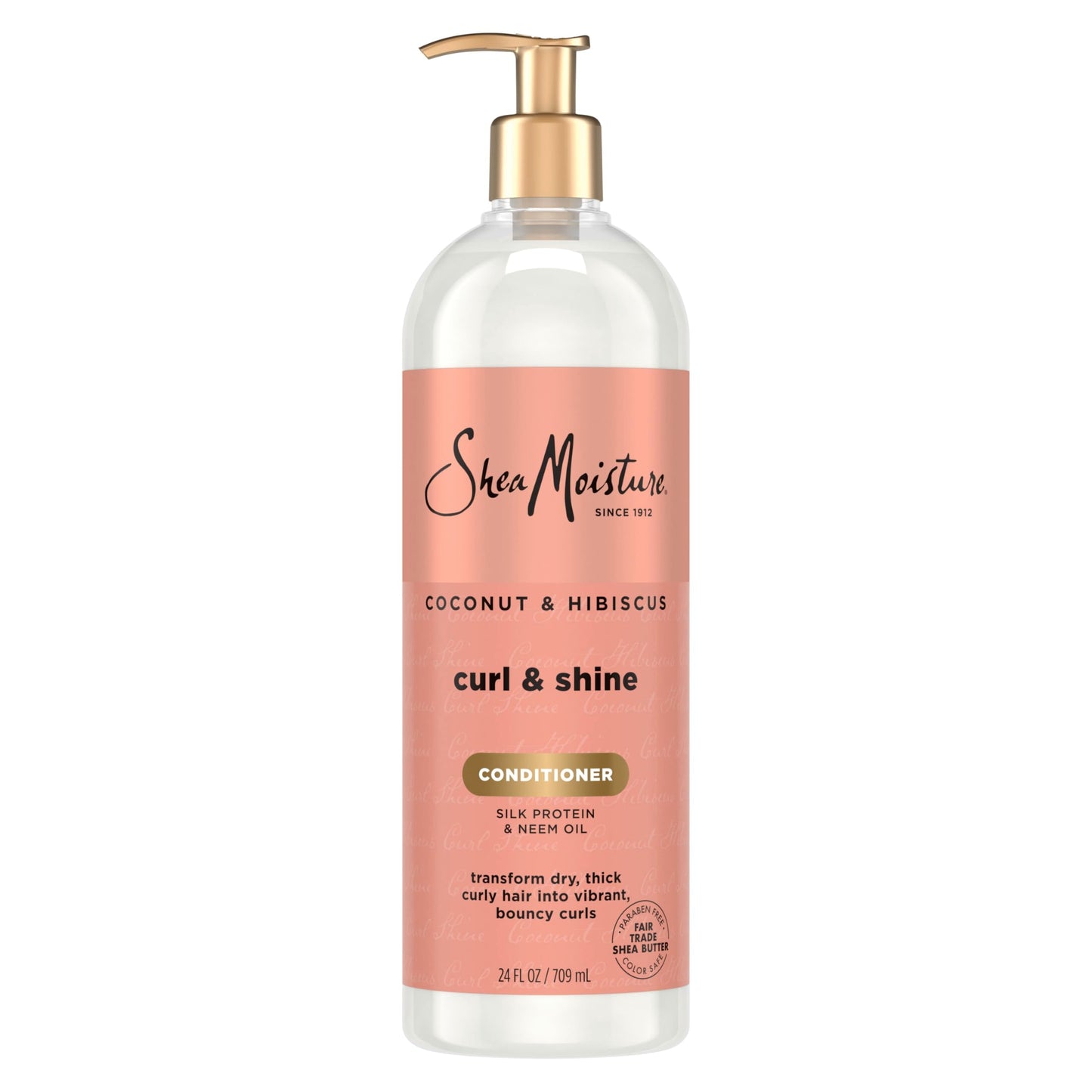 Shea Moisture Curl & Shine Conditioner Coconut & Hibiscus, for Thick, Curly Hair, to Moisturize & Soften, 24 oz