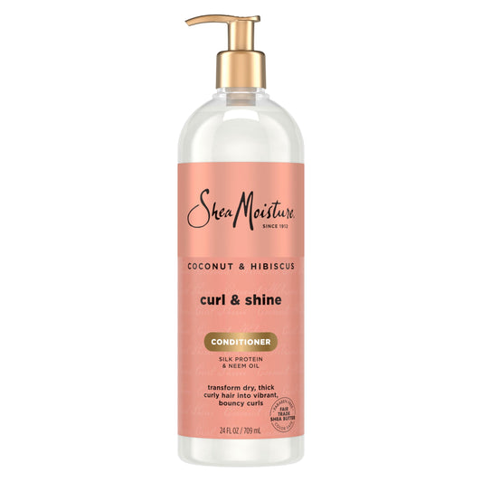 Shea Moisture Curl & Shine Conditioner Coconut & Hibiscus, for Thick, Curly Hair, to Moisturize & Soften, 24 oz