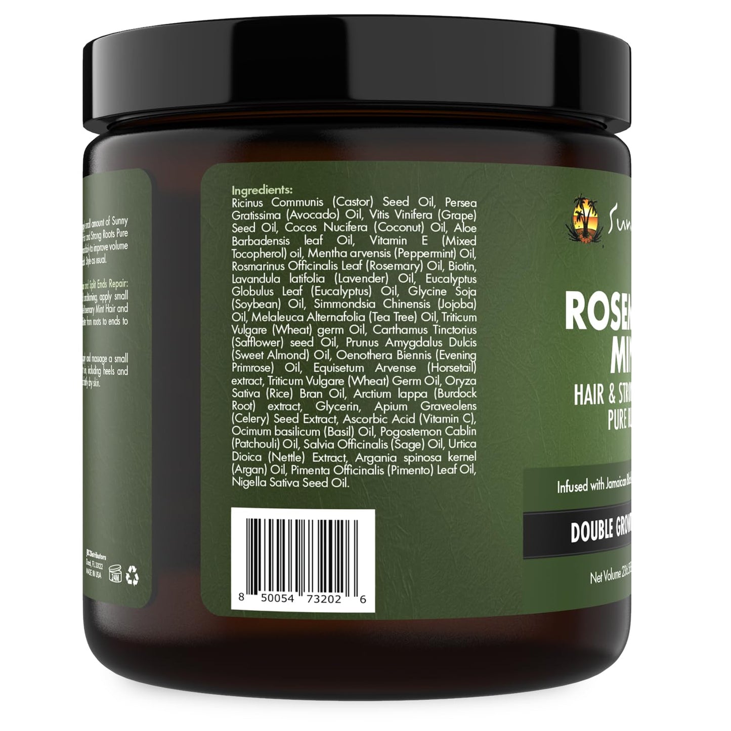 Sunny Isle Rosemary Mint Hair & Strong Roots Butter 8oz | With Biotin & Jamaican Black Castor Oil | Strengthens, Nourishes & Repairs Dry, Damaged Hair