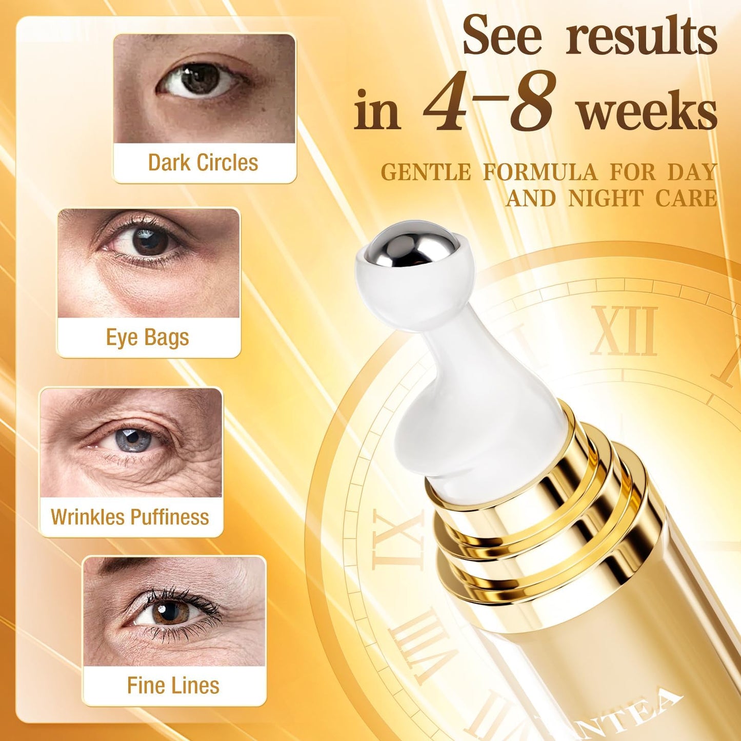 6% Caffeine Eye Cream for Dark Circles & Puffiness, 1% Retinol Eye Serum for Under Eyes Bags, Anti-Aging Eyes Cream for Men and Women