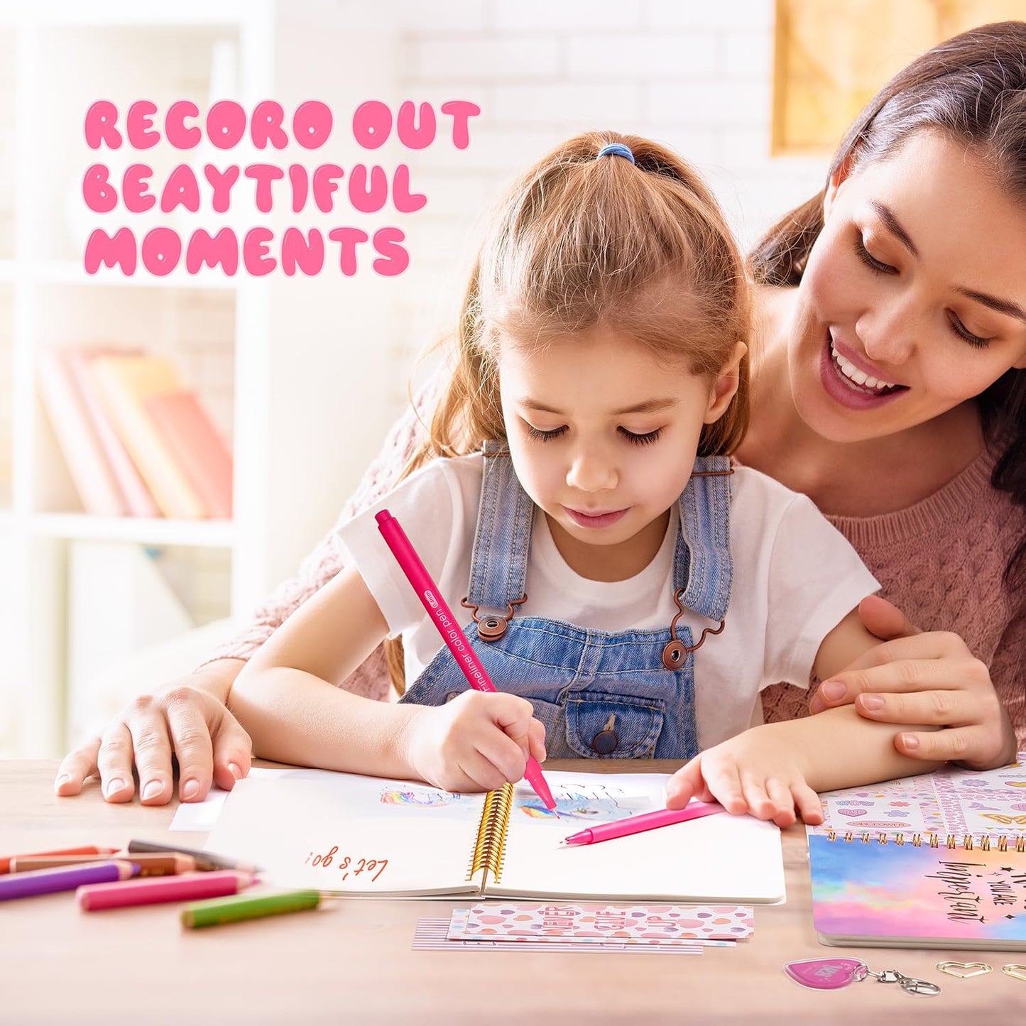 R RUCKERCO Girls DIY Diary 54-Piece Set – Stickers & Stationery for Ages 6-13, Fun DIY Journal & Daily Supplies, Gift Idea for Teens