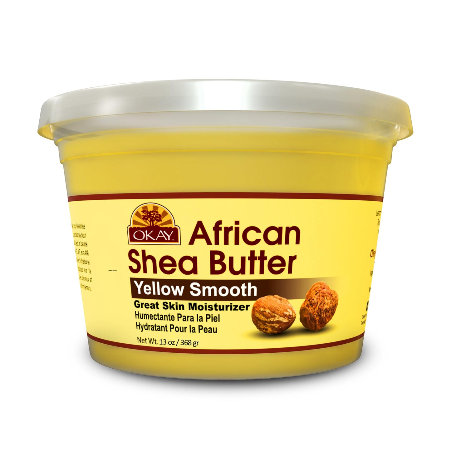 Okay Yellow Raw African Shea Butter for Hair & Skin, Daily Moisturizer for Face & Body, Soothes Dryness, Stretch Marks, 13oz Jar