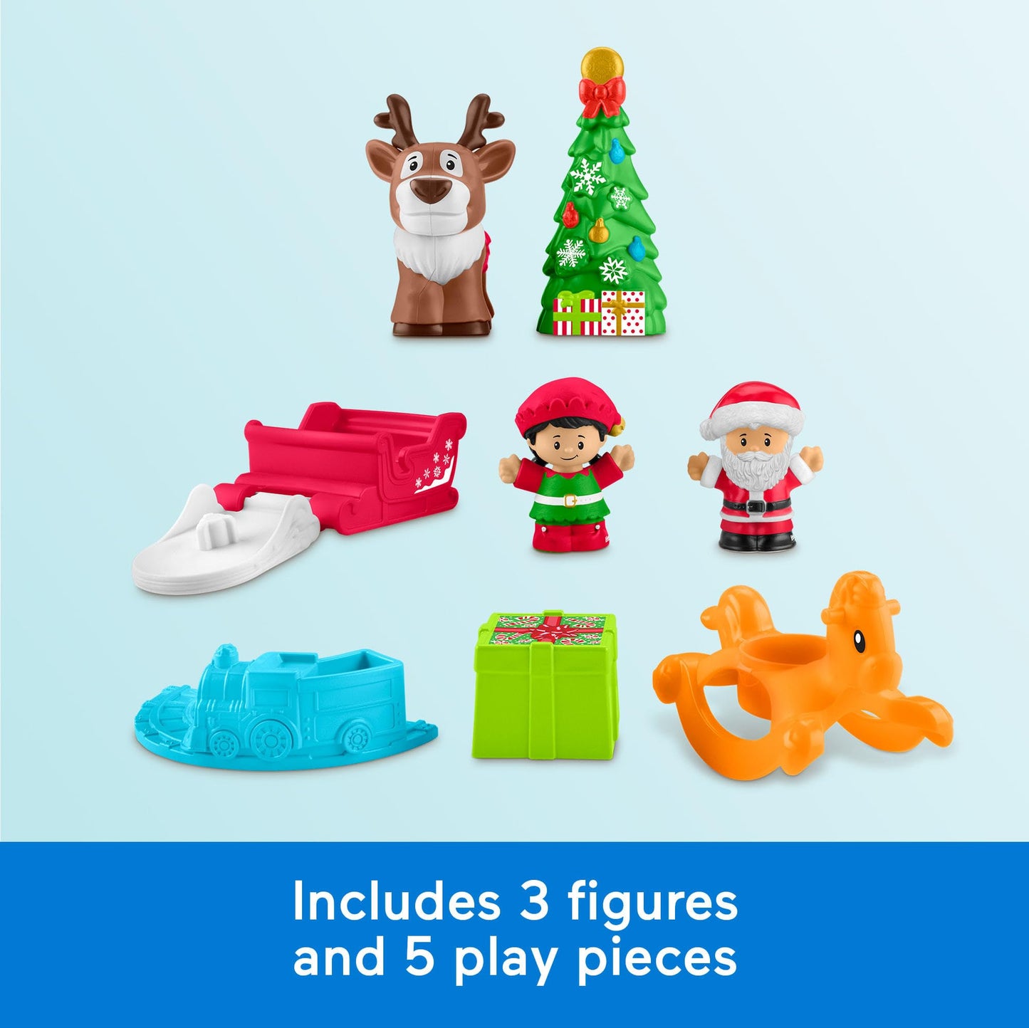 Fisher-Price Little People Toddler Toys Christmas Wonderland Toy Set with Santa Elf & Reindeer Figures for Ages 1+ Years