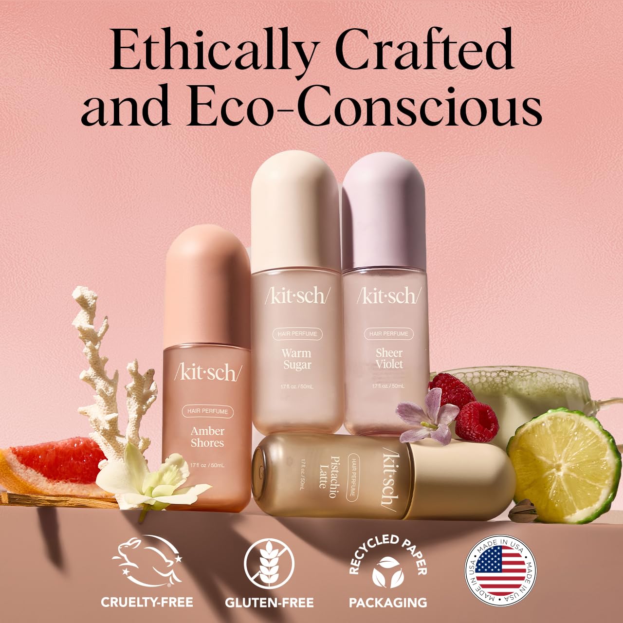 Kitsch Hair Perfume for Women - Amber Shores | Deodorizing Hair & Body Mist with Odor-Eliminating Tech | Woody Aquatic Fresh Scent, 50mL