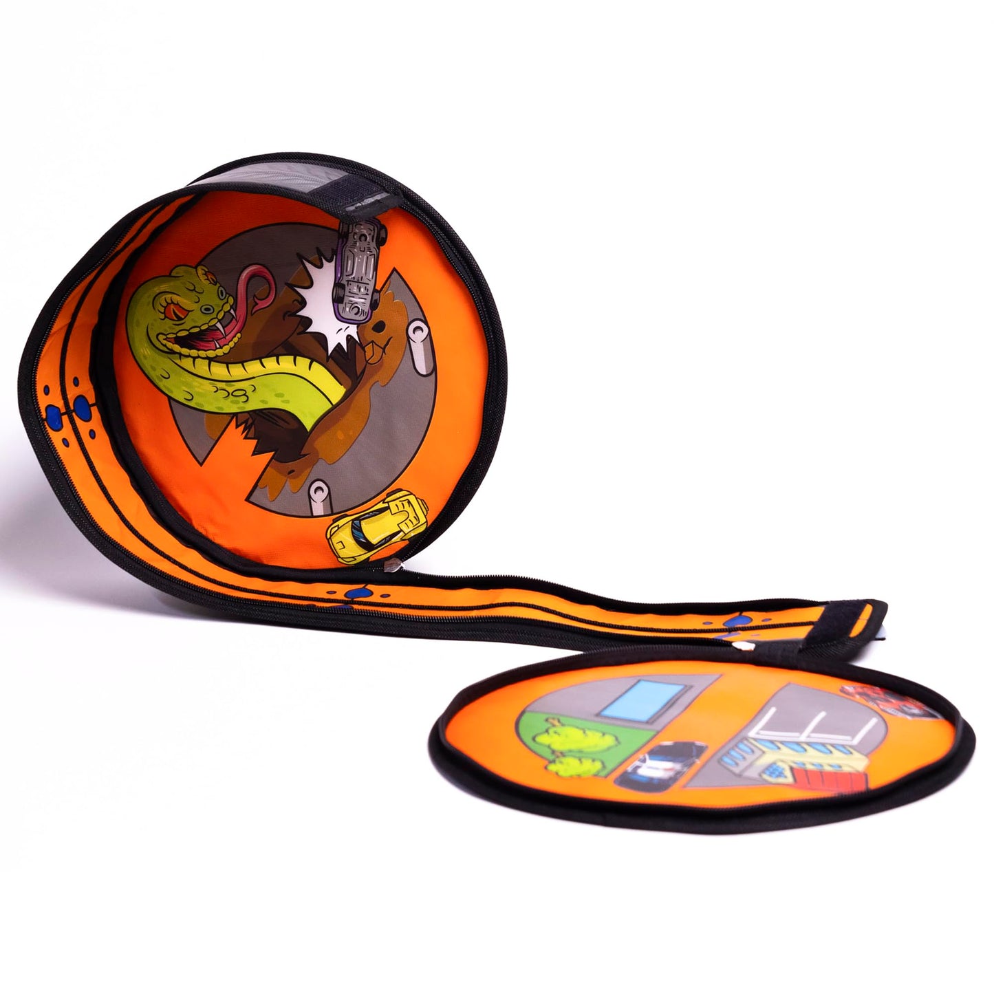Hot Wheels Tara Toy: ZipBin Wheelie Track Pack - Unzips Into A Racetrack Mat, Holds 100 Toy Cars, Storage & Play, Circle Tire Design, Kids Ages 3+