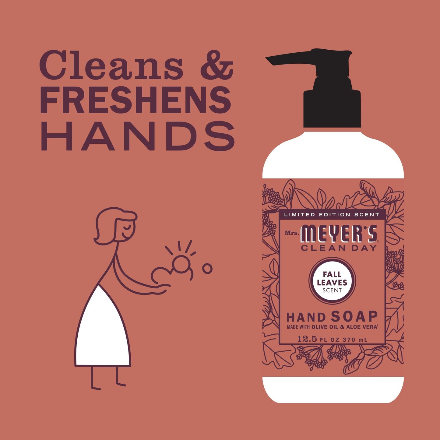 Mrs. MEYER'S CLEAN DAY Liquid Hand Soap, Fall Leaves Scent, 12.5 fl oz (Pack of 1)