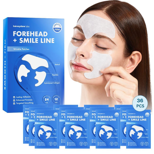 Honeydew Labs Anti-Wrinkle Patches for Forehead & Smile Lines with Retinol, Collagen & Peptides – 36PCS Overnight Face Smoothing