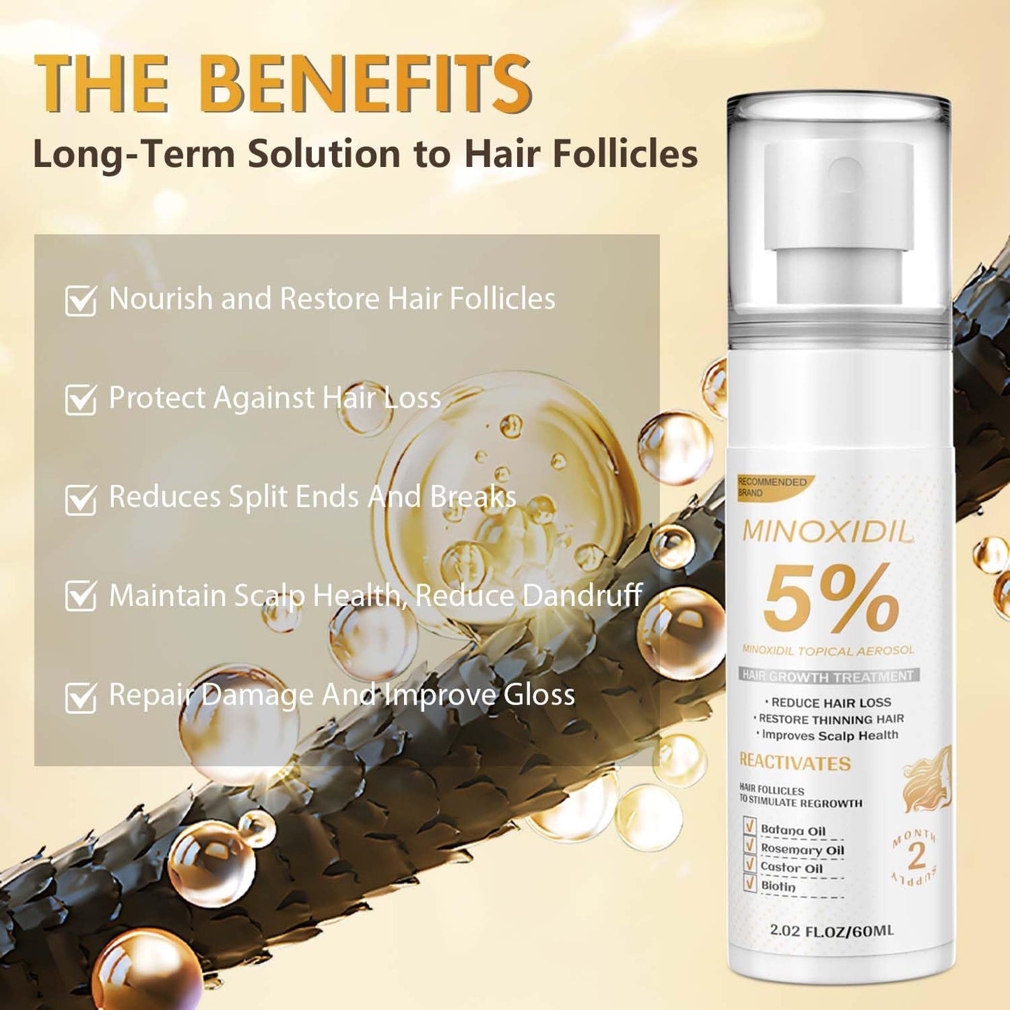 Minoxidil Hair Growth Serum for Men & Women | Biotin, Batana & Rosemary | Extra Strength Hair Regrowth & Hair Loss Treatment, Thicker Fuller Hair