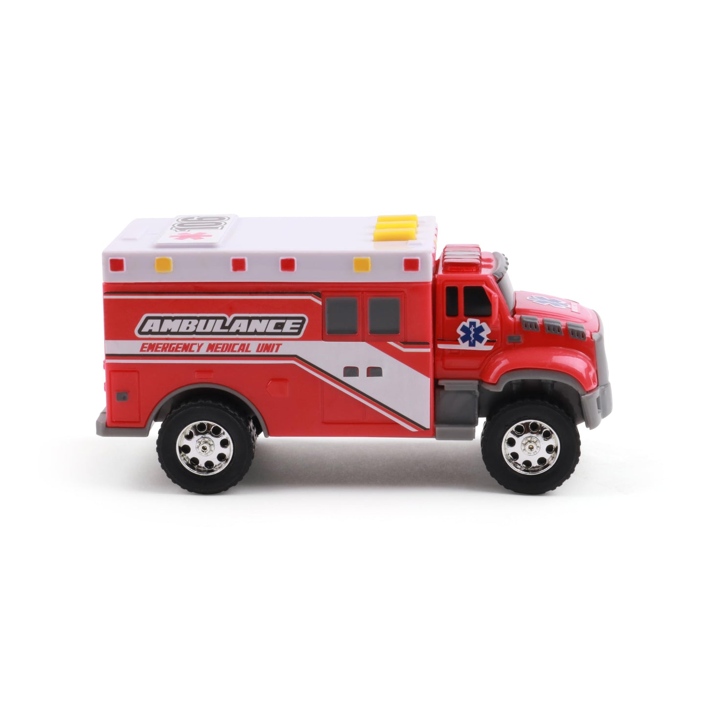 Mighty Fleet Toughest Minis 5" Tough Cab Ambulance Toy w/Lights & Sounds, Realistic Design & Batteries Included - Age 3+