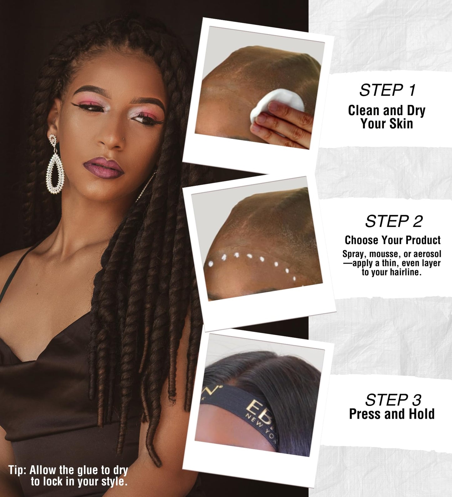 EBIN NEW YORK Wonder Lace Bond Melt Mousse 8.5oz – Supreme Hold, Biotin & Castor Oil, Long-Lasting, No Residue, Natural Look