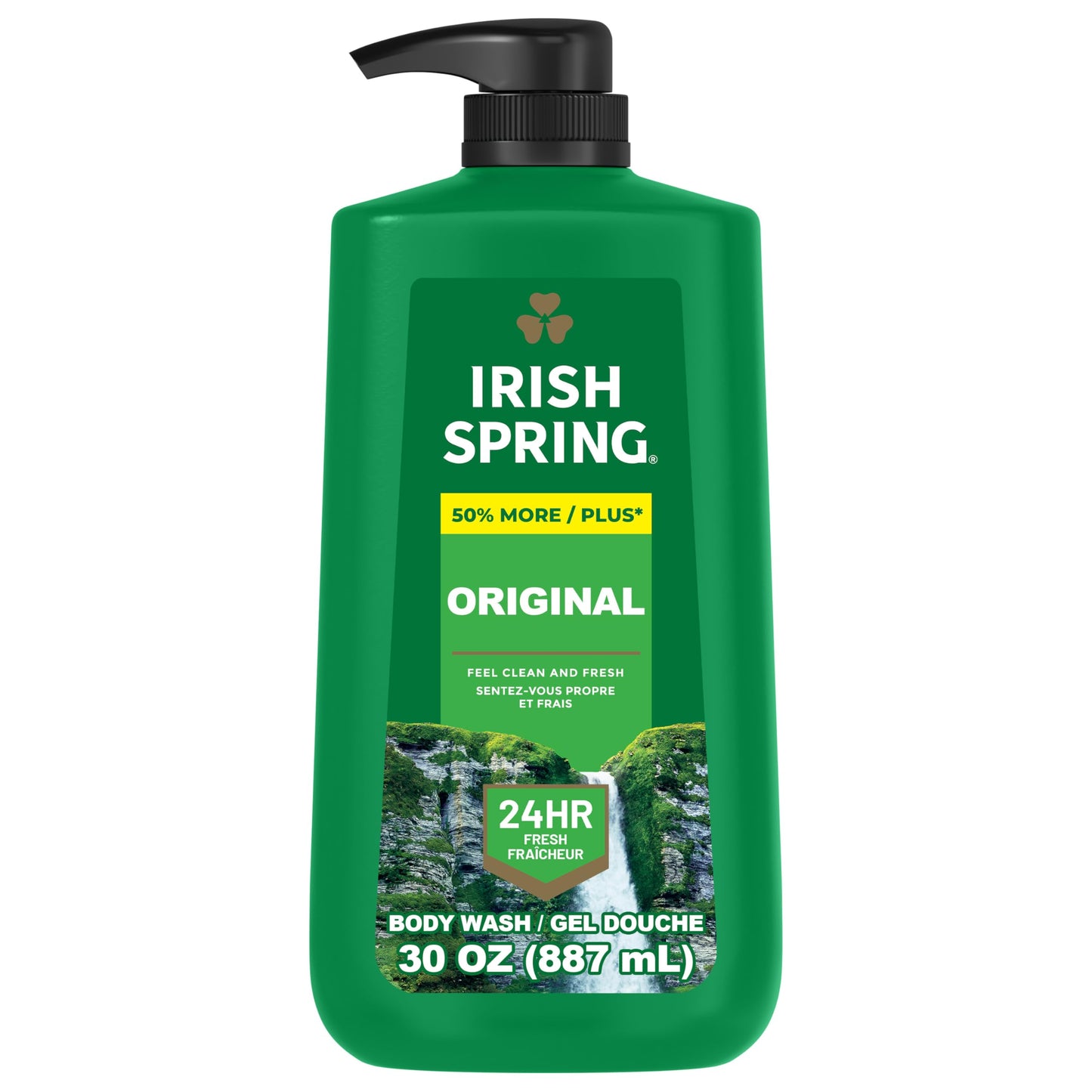 Irish Spring Men's Body Wash Original, 30 fl oz Pump – 24-Hour Freshness, Moisturizing, Paraben-Free, Biodegradable, Cool Fresh Scent