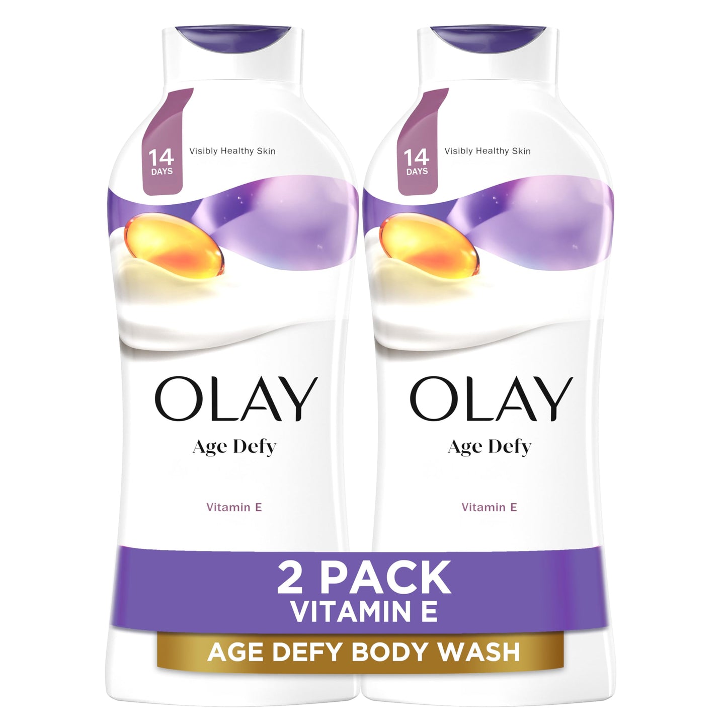 Olay Age-Defying Body Wash for Women, 24hr Moisture, Vitamin E & B3, Hydrating & Refreshing, Paraben-Free, 22 fl oz, 2-Pack