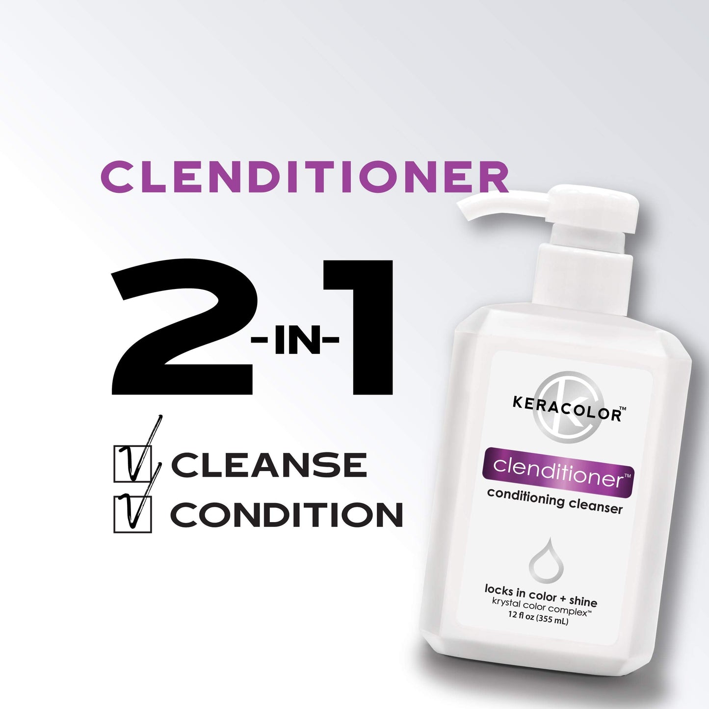 Keracolor Clenditioner Co Wash Cleansing Conditioner Keratin Infused Color Safe Prevents Fade Replaces Your Shampoo, 12 Fl Oz
