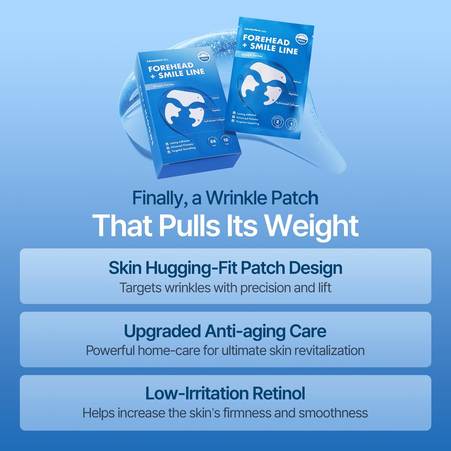 Honeydew Labs Anti-Wrinkle Patches for Forehead & Smile Lines with Retinol, Collagen & Peptides – 36PCS Overnight Face Smoothing