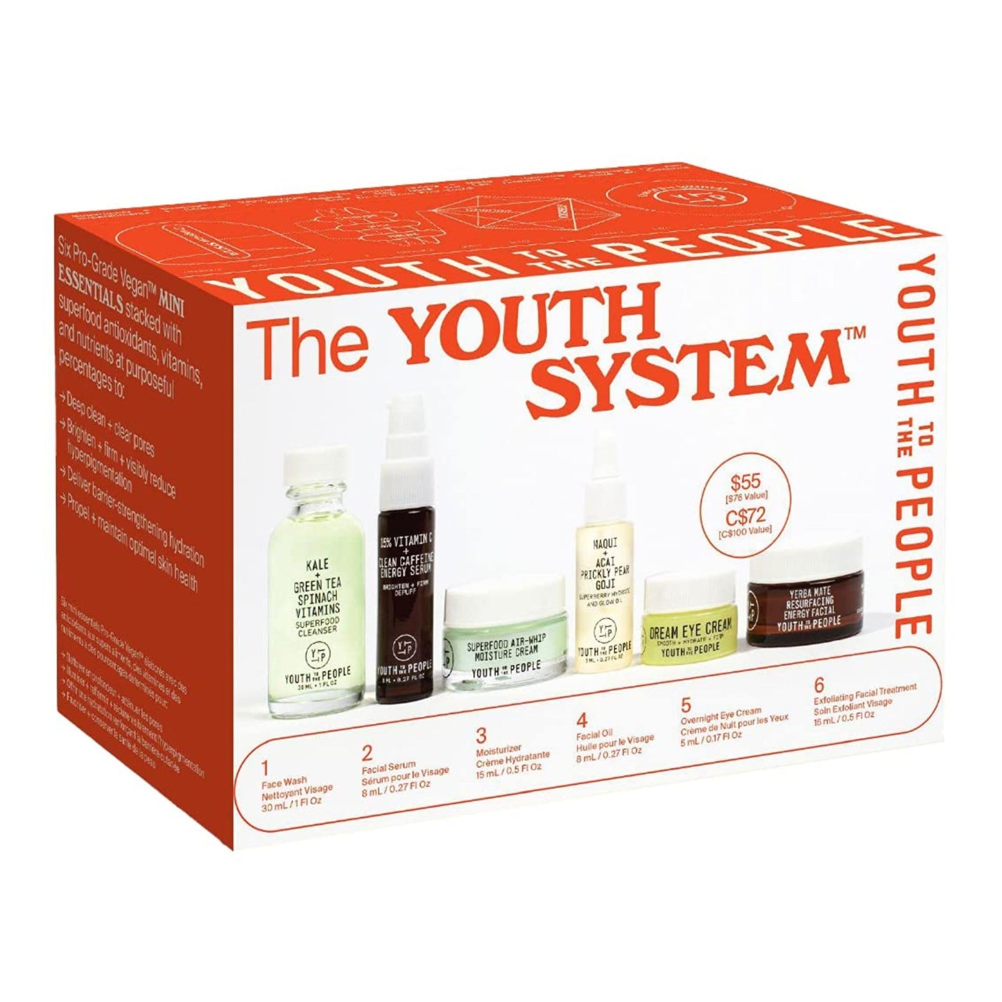 Youth To The People Youth System 6-Pc Skincare Gift Set – Superfood Antioxidant Minis with Cleanser, Serum, Moisturizer, Mask, Oil & Eye Cream