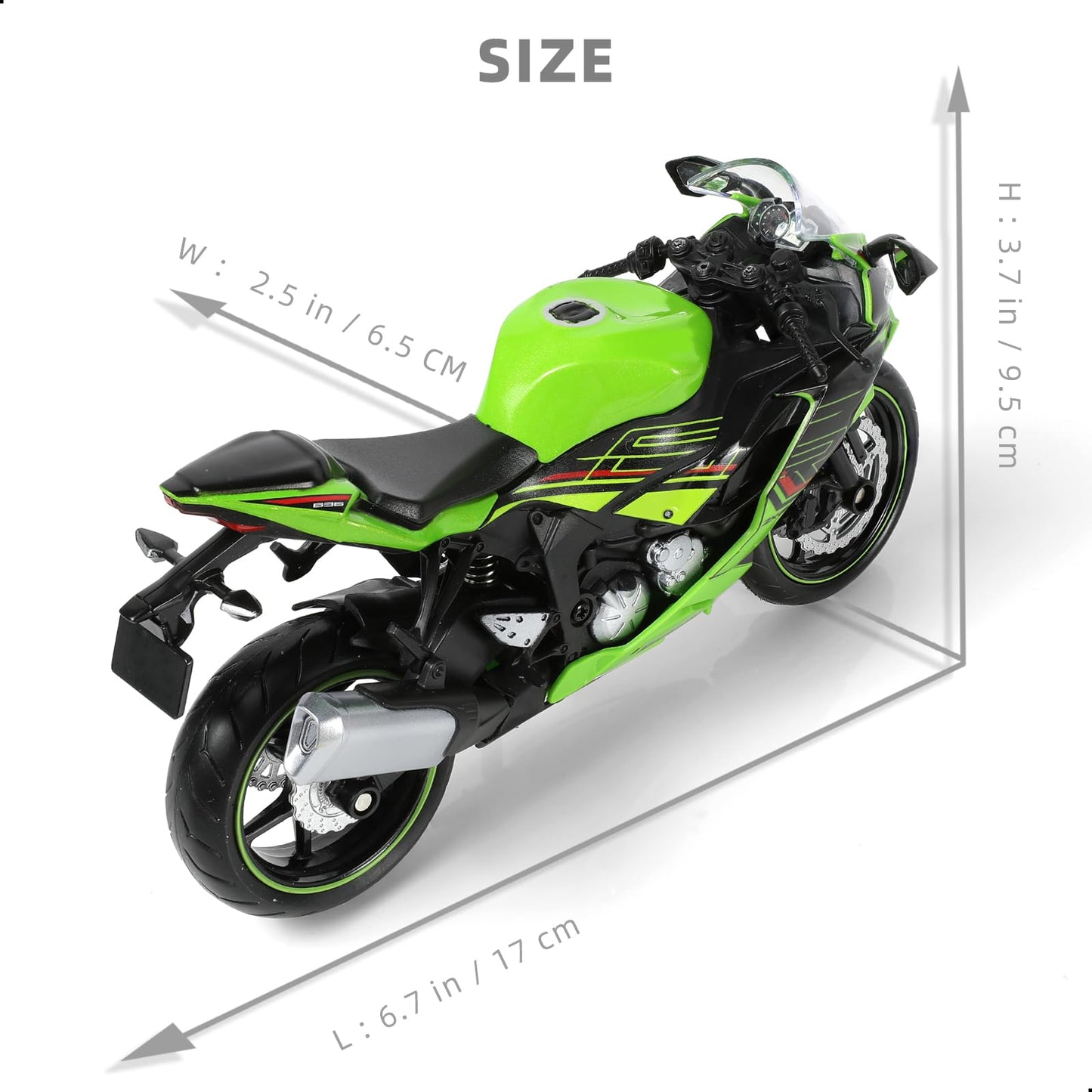 Risopen 1:12 Motorcycle Model Toy for Kawasaki Ninja ZX-6R Metal Die-cast with Plastic Motorcycle Model Mini Moto Gift for Adult