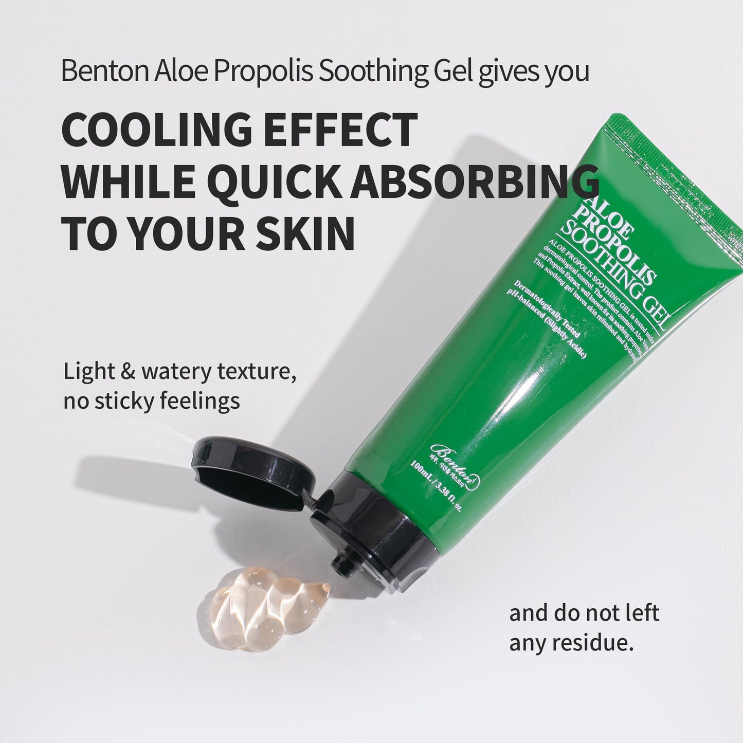 BENTON Aloe Propolis Soothing Gel 3.38 fl oz – Organic Aloe Vera Gel for Face, Sunburn Relief, After Sun Care & Travel-Size Moisturizer