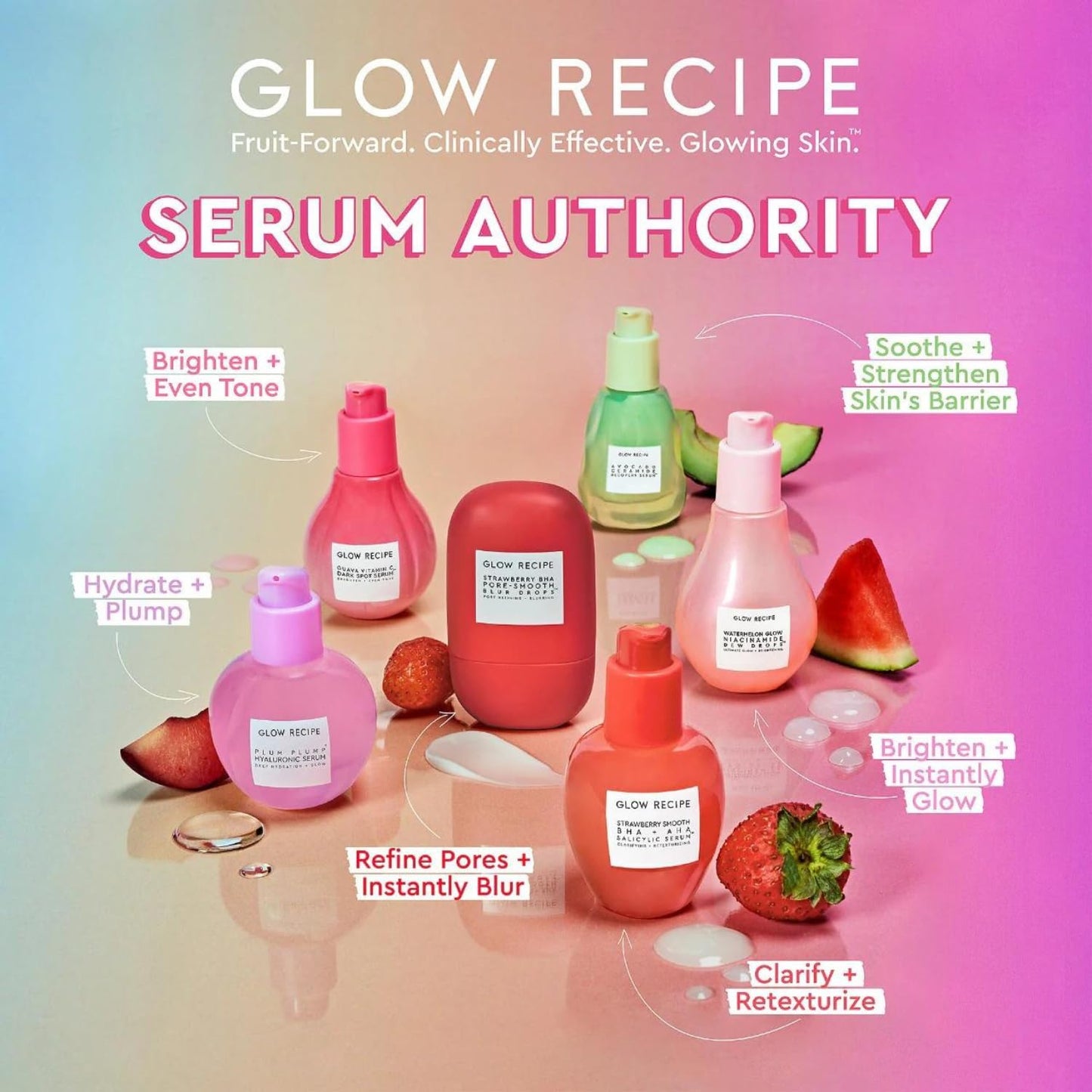 Glow Recipe Soothe, Glow & Bright 3-Piece Gift Set – Niacinamide Primer, Avocado Ceramide Serum & Guava Dark Spot Serum