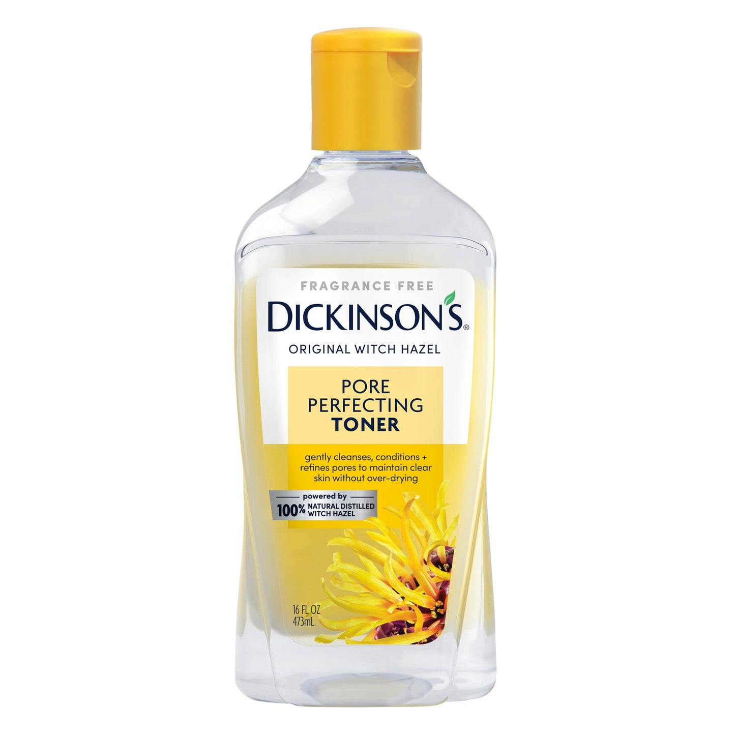 Dickinson's Witch Hazel Pore Perfecting Toner, 100% Natural, Refines Pores, Removes Oil & Impurities, 16 fl oz, America's #1