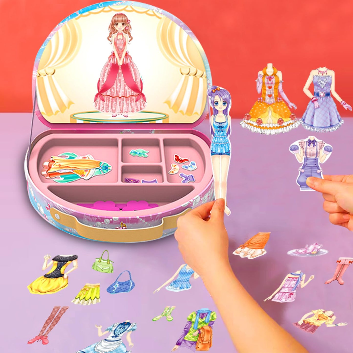 Magnetic Dress-Up Paper Doll Toys for Girls 3+, Dollhouse Magnet Clothes & Puzzles, Pretend Play, Learning & Birthday Gift Set