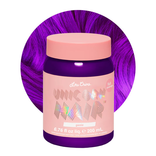 Lime Crime Unicorn Hair Dye, Genie (Deep Violet Purple) – Full Coverage, Semi-Permanent Color That Conditions, Moisturizes & Smells Like Citrus Vanilla