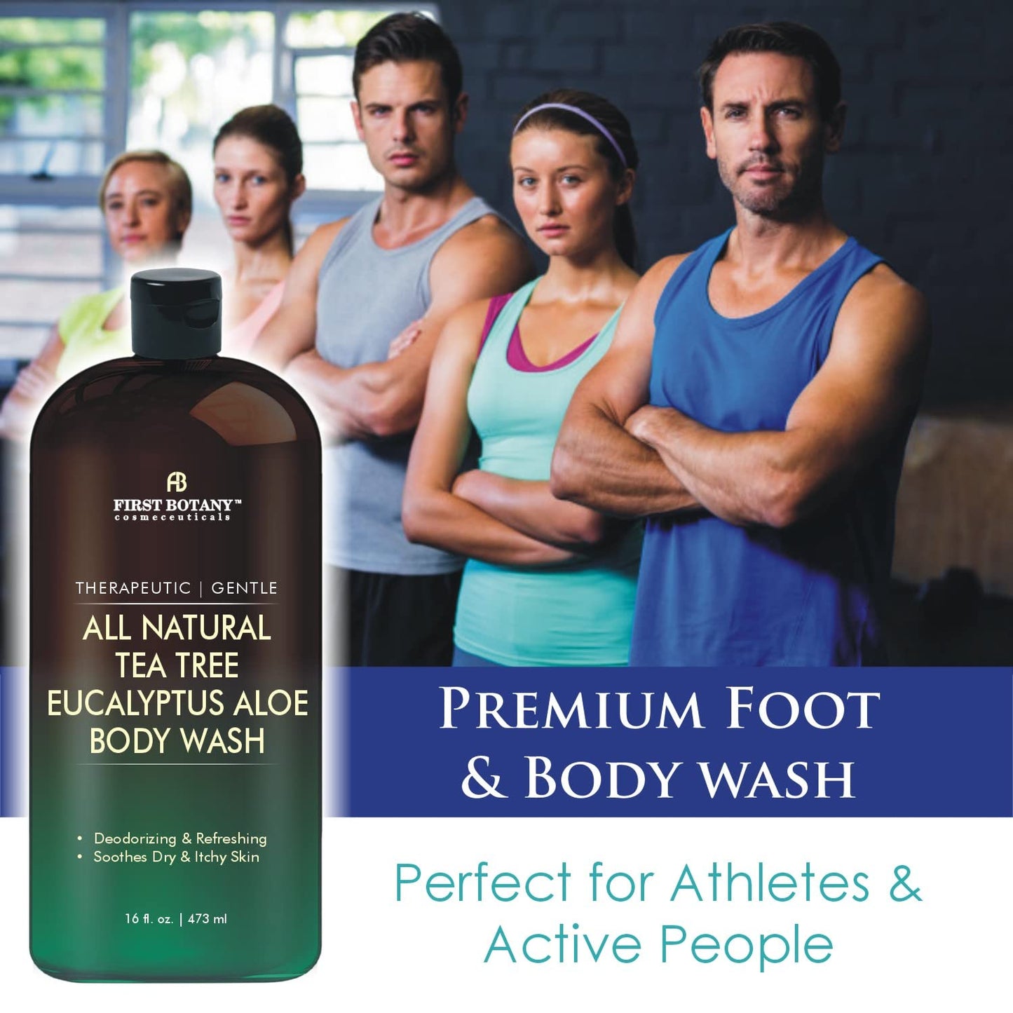 First Botany Natural Body Wash – Tea Tree & Eucalyptus, Fights Odor, Acne, Eczema, Athlete’s Foot, Dandruff, Jock Itch – 16oz