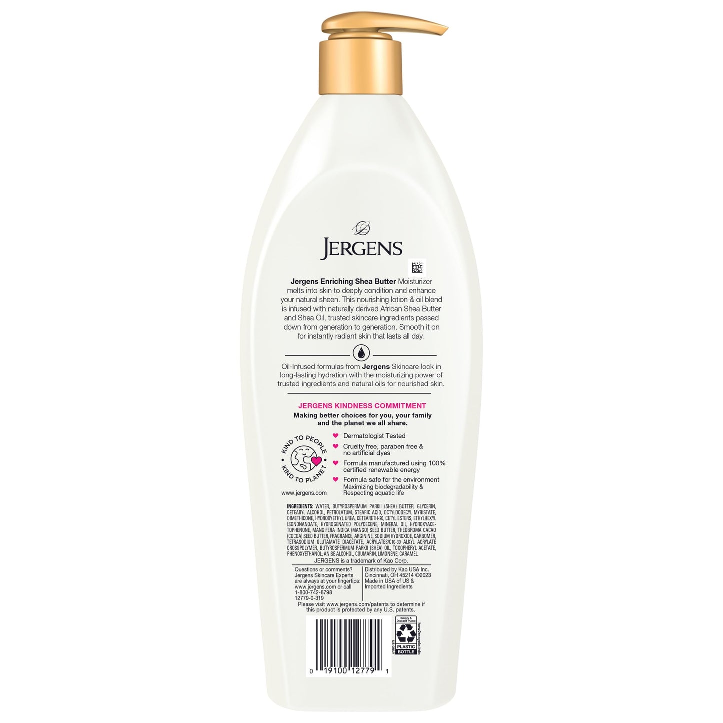 Jergens Shea Butter Hand and Body Lotion, Deep Conditioning Moisturizer, 3X More Radiant Skin, with Pure Shea Butter, Dermatologist Tested, 26.5 Oz