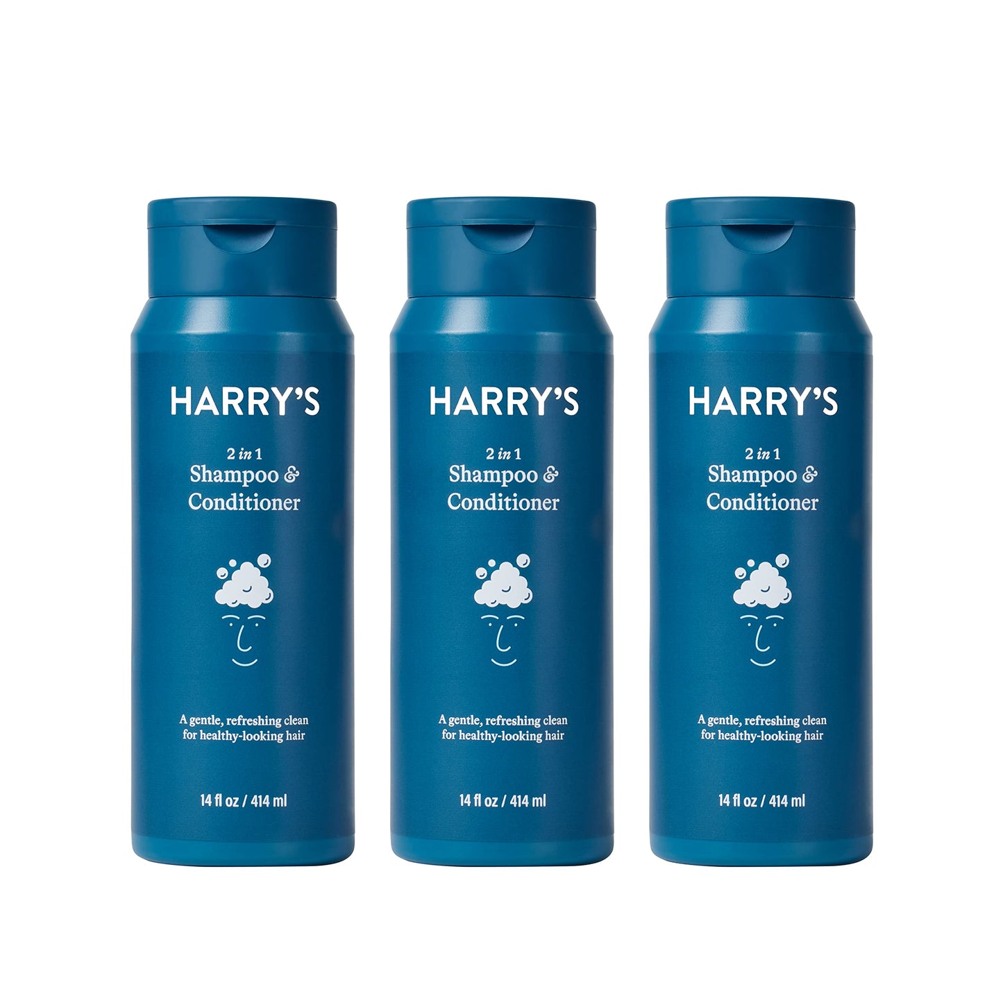 Harry's Men's Shampoo and Conditioner 2 in 1, Gentle & Refreshing For All Hair Types, 14 Fl Oz, 3 Count